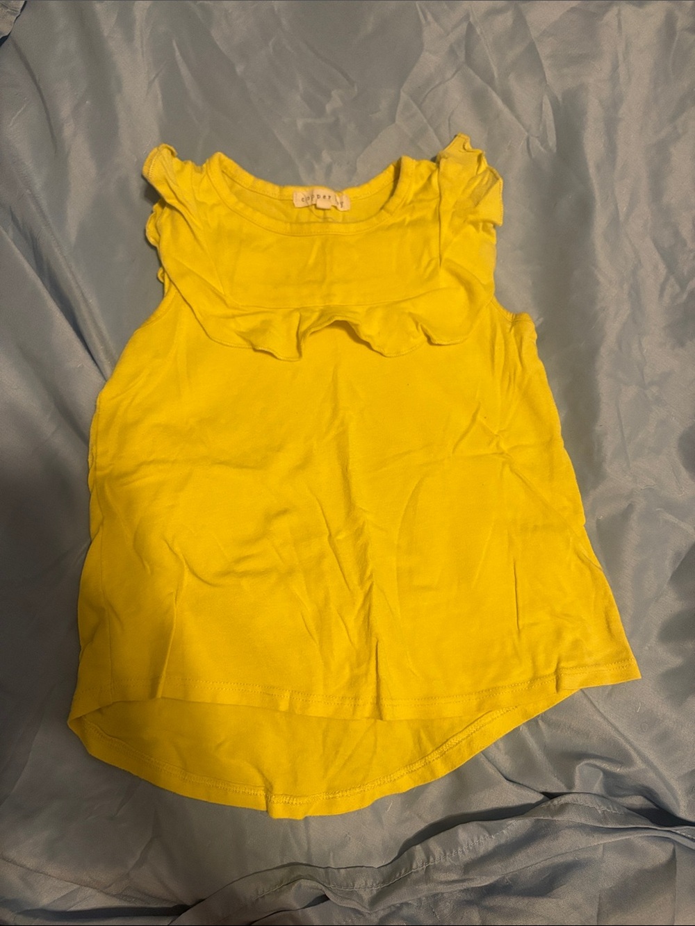 Copper Key Yellow Ruffle Tank Top for Kids